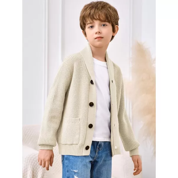 Haloumoning Boy's Shawl Collar Cardigan Sweater Button Down Long Sleeve Knitted Outwear Sweater Coats with Pockets