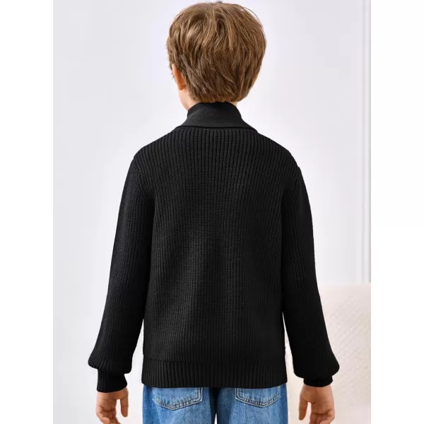 Haloumoning Boy's Shawl Collar Cardigan Sweater Button Down Long Sleeve Knitted Outwear Sweater Coats with Pockets