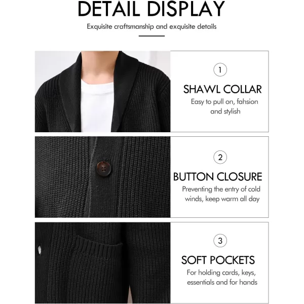Haloumoning Boy's Shawl Collar Cardigan Sweater Button Down Long Sleeve Knitted Outwear Sweater Coats with Pockets
