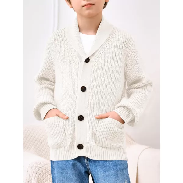 Haloumoning Boy's Shawl Collar Cardigan Sweater Button Down Long Sleeve Knitted Outwear Sweater Coats with Pockets
