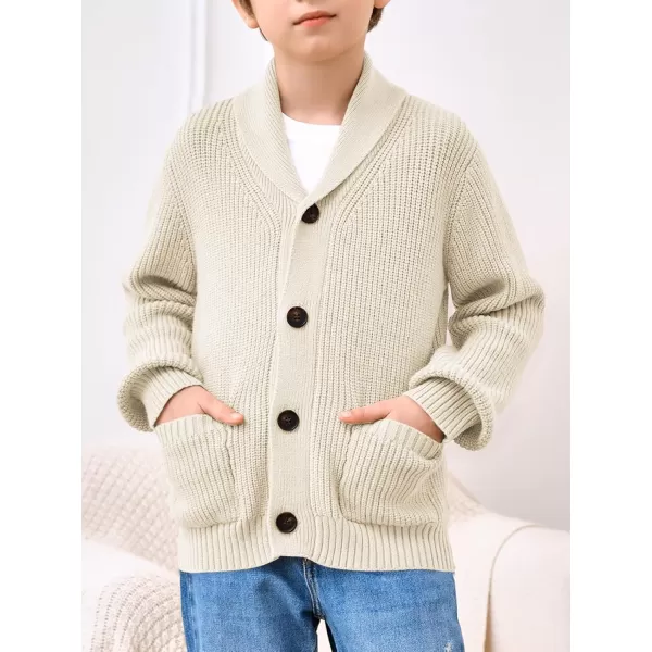 Haloumoning Boy's Shawl Collar Cardigan Sweater Button Down Long Sleeve Knitted Outwear Sweater Coats with Pockets
