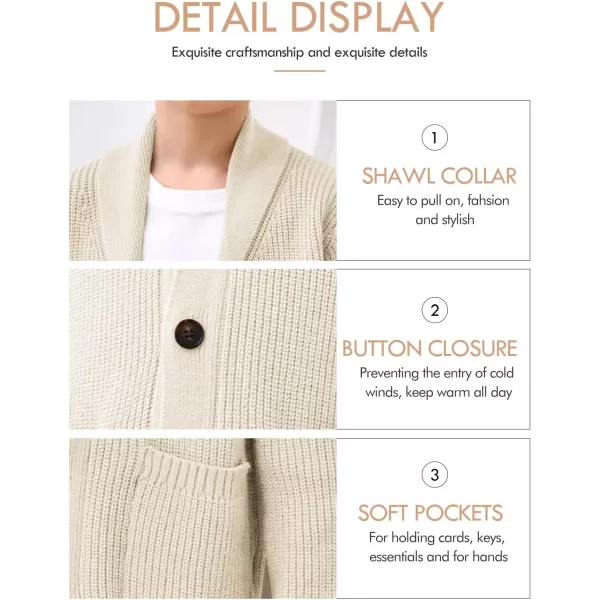 Haloumoning Boy's Shawl Collar Cardigan Sweater Button Down Long Sleeve Knitted Outwear Sweater Coats with Pockets