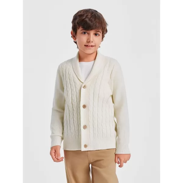 Haloumoning Boys Shawl Collar Cardigan Sweater Kids Long Sleeve Cable Knitted Outwear Sweater 4-14 Years