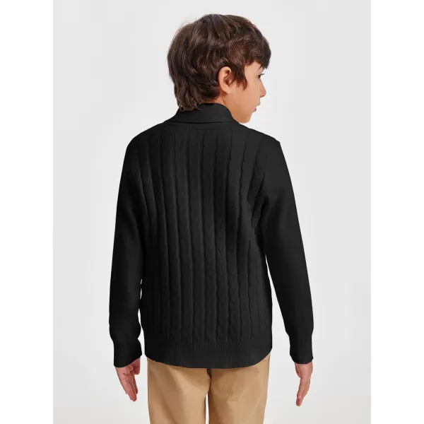 Haloumoning Boys Shawl Collar Cardigan Sweater Kids Long Sleeve Cable Knitted Outwear Sweater 4-14 Years