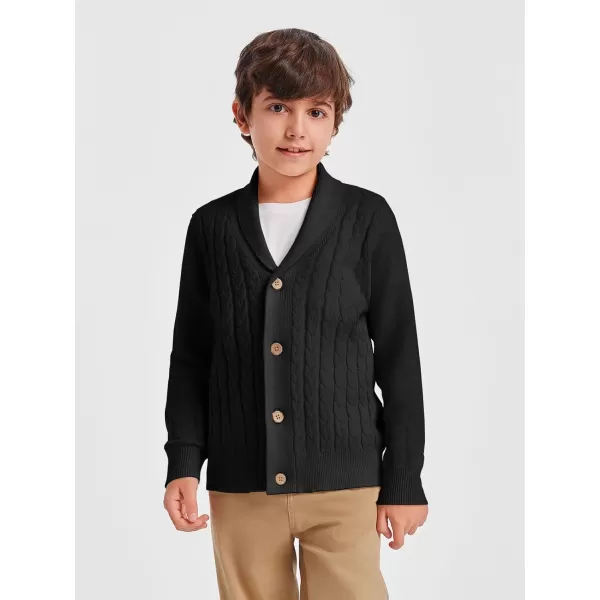 Haloumoning Boys Shawl Collar Cardigan Sweater Kids Long Sleeve Cable Knitted Outwear Sweater 4-14 Years