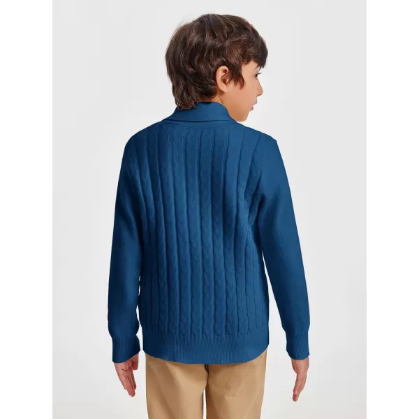Haloumoning Boys Shawl Collar Cardigan Sweater Kids Long Sleeve Cable Knitted Outwear Sweater 4-14 Years