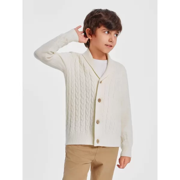 Haloumoning Boys Shawl Collar Cardigan Sweater Kids Long Sleeve Cable Knitted Outwear Sweater 4-14 Years