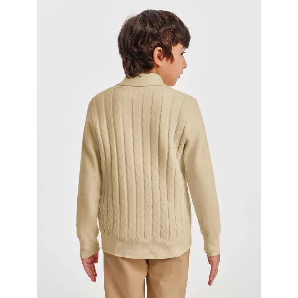 Haloumoning Boys Shawl Collar Cardigan Sweater Kids Long Sleeve Cable Knitted Outwear Sweater 4-14 Years