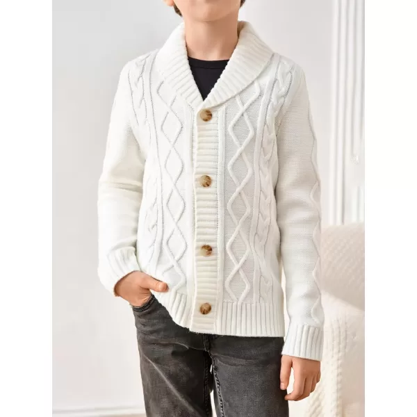 Haloumoning Boy's Shawl Collar Cardigan Sweater Long Sleeve Cable Button Knitted Jumper Winter Outwear 5-14 Years