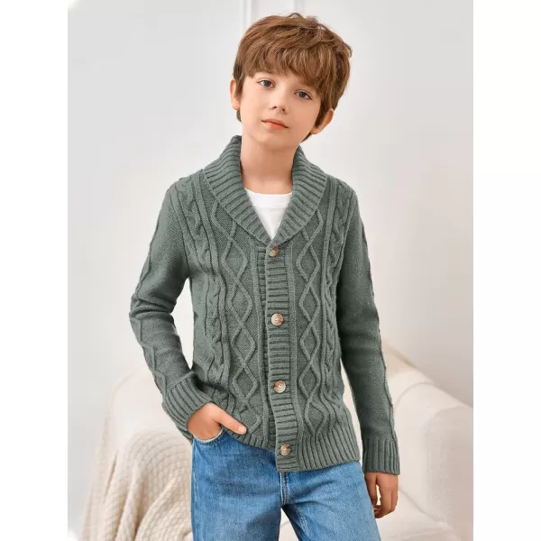Haloumoning Boy's Shawl Collar Cardigan Sweater Long Sleeve Cable Button Knitted Jumper Winter Outwear 5-14 Years