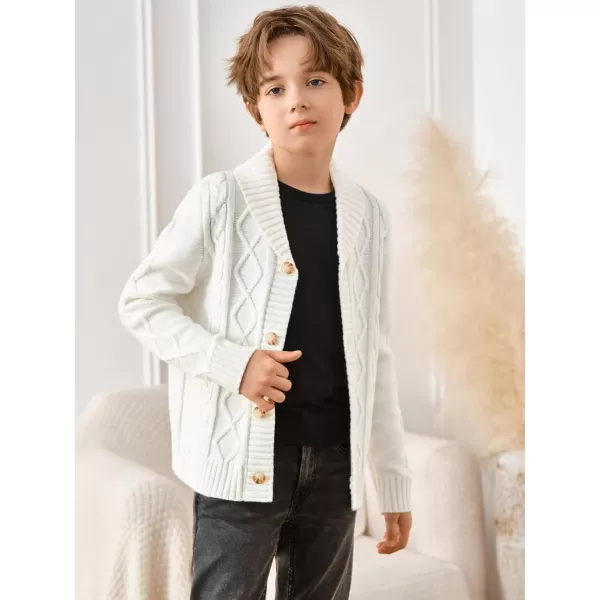 Haloumoning Boy's Shawl Collar Cardigan Sweater Long Sleeve Cable Button Knitted Jumper Winter Outwear 5-14 Years