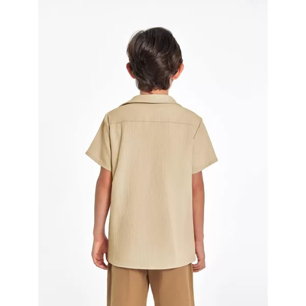 Haloumoning Boys Shirts Button Down Short Sleeve Shirt Striped Casual Summer Beach Shirts 5-14 Years
