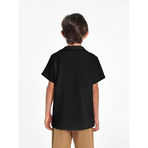 Haloumoning Boys Shirts Button Down Short Sleeve Shirt Striped Casual Summer Beach Shirts 5-14 Years