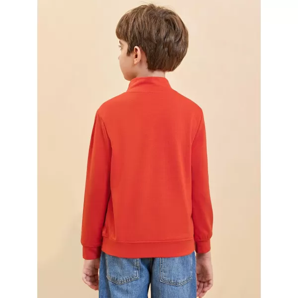 Haloumoning Boys Sweatshirt Quarter Button Kids Fashion Long Sleeve Stand Collar Pullover Tops with Pockets