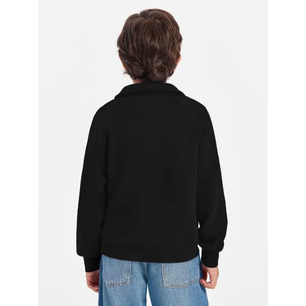 Haloumoning Boys Thumb Hole Sweatshirts Half Zipper Long Sleeve Fleece Pullover with Pockets 5-14 Years