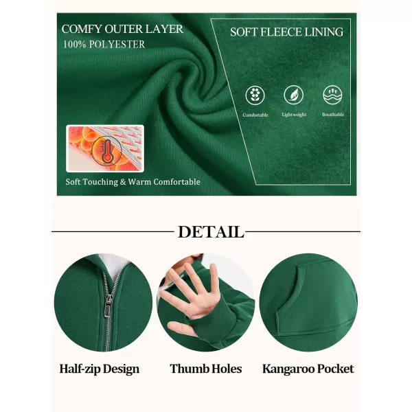 Haloumoning Boys Thumb Hole Sweatshirts Half Zipper Long Sleeve Fleece Pullover with Pockets 5-14 Years