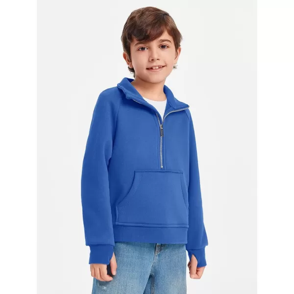 Haloumoning Boys Thumb Hole Sweatshirts Half Zipper Long Sleeve Fleece Pullover with Pockets 5-14 Years