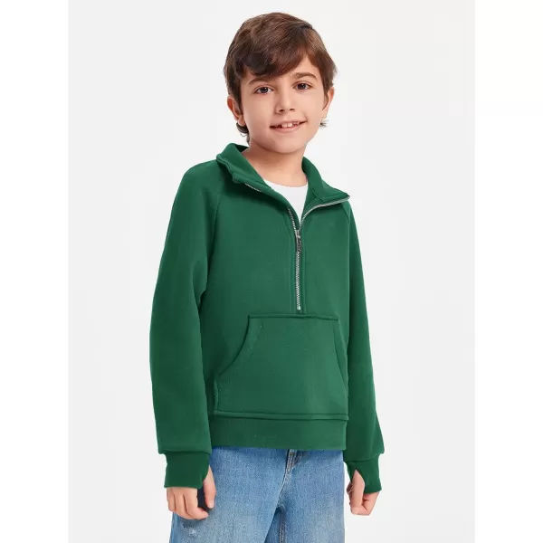 Haloumoning Boys Thumb Hole Sweatshirts Half Zipper Long Sleeve Fleece Pullover with Pockets 5-14 Years