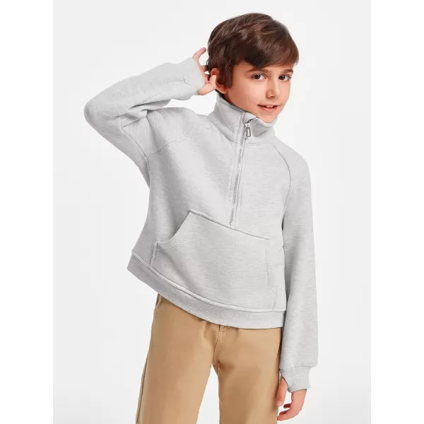 Haloumoning Boys Thumb Hole Sweatshirts Half Zipper Long Sleeve Fleece Pullover with Pockets 5-14 Years