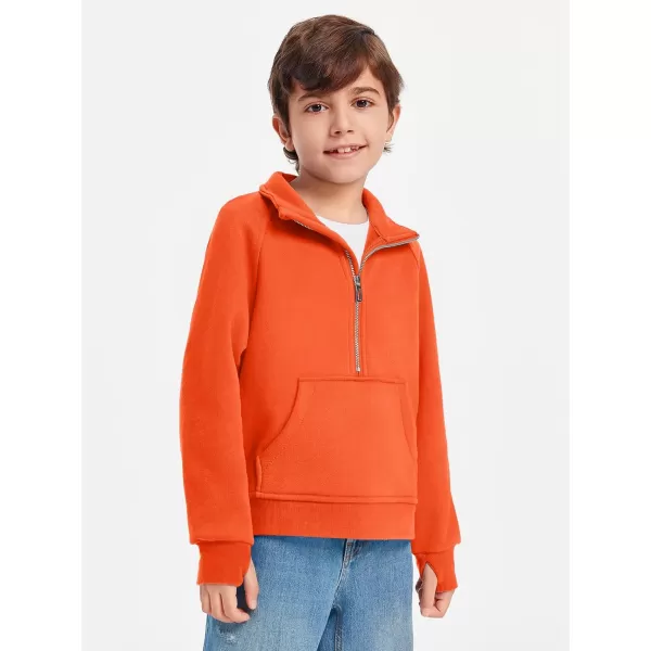Haloumoning Boys Thumb Hole Sweatshirts Half Zipper Long Sleeve Fleece Pullover with Pockets 5-14 Years