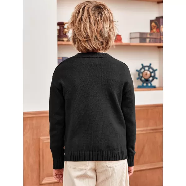 Haloumoning Boy's V Neck Cardigan Sweaters Kids Fashion Cable Knit Button Down Fall Winter Outerwear Coats