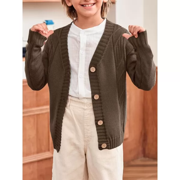 Haloumoning Boy's V Neck Cardigan Sweaters Kids Fashion Cable Knit Button Down Fall Winter Outerwear Coats