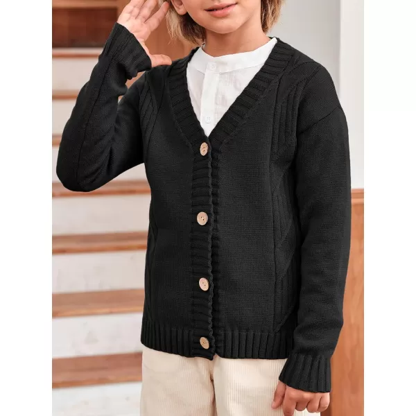 Haloumoning Boy's V Neck Cardigan Sweaters Kids Fashion Cable Knit Button Down Fall Winter Outerwear Coats