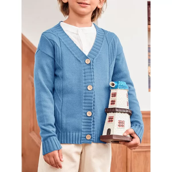 Haloumoning Boy's V Neck Cardigan Sweaters Kids Fashion Cable Knit Button Down Fall Winter Outerwear Coats