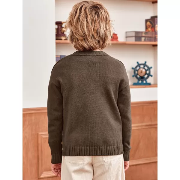 Haloumoning Boy's V Neck Cardigan Sweaters Kids Fashion Cable Knit Button Down Fall Winter Outerwear Coats
