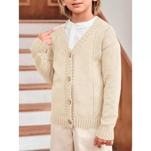 Haloumoning Boy's V Neck Cardigan Sweaters Kids Fashion Cable Knit Button Down Fall Winter Outerwear Coats