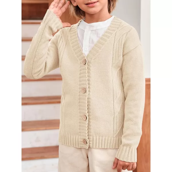 Haloumoning Boy's V Neck Cardigan Sweaters Kids Fashion Cable Knit Button Down Fall Winter Outerwear Coats