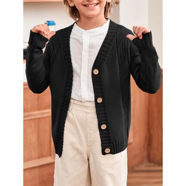 Haloumoning Boy's V Neck Cardigan Sweaters Kids Fashion Cable Knit Button Down Fall Winter Outerwear Coats