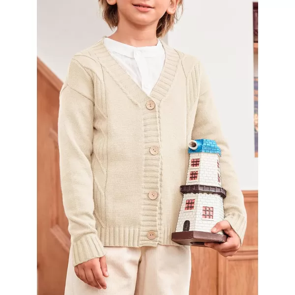 Haloumoning Boy's V Neck Cardigan Sweaters Kids Fashion Cable Knit Button Down Fall Winter Outerwear Coats