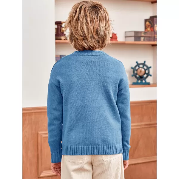 Haloumoning Boy's V Neck Cardigan Sweaters Kids Fashion Cable Knit Button Down Fall Winter Outerwear Coats