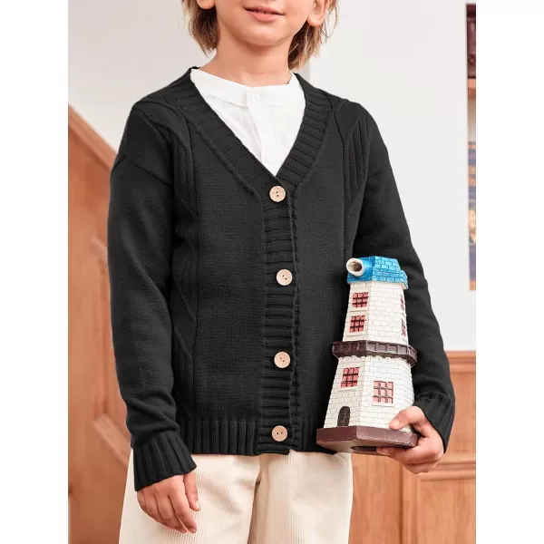 Haloumoning Boy's V Neck Cardigan Sweaters Kids Fashion Cable Knit Button Down Fall Winter Outerwear Coats