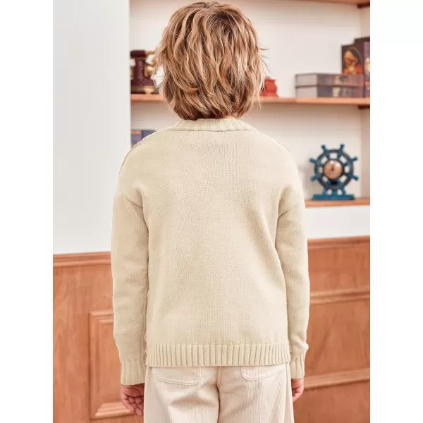 Haloumoning Boy's V Neck Cardigan Sweaters Kids Fashion Cable Knit Button Down Fall Winter Outerwear Coats