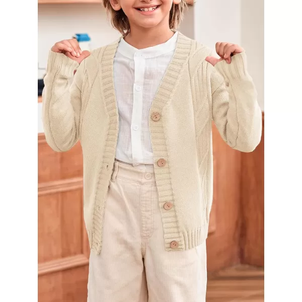 Haloumoning Boy's V Neck Cardigan Sweaters Kids Fashion Cable Knit Button Down Fall Winter Outerwear Coats