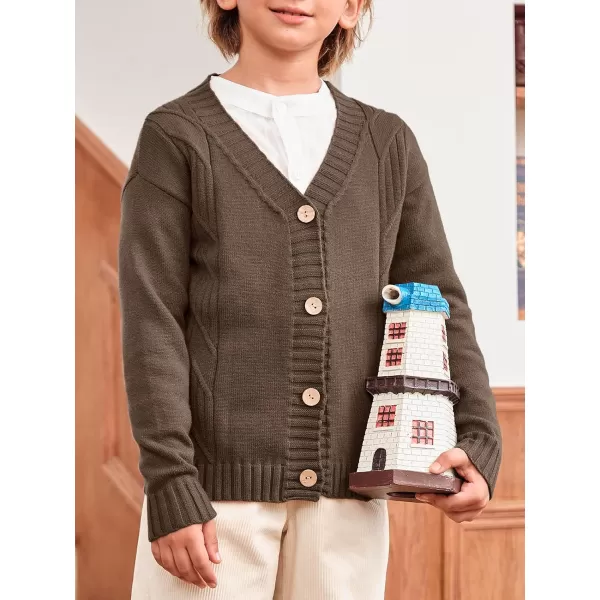 Haloumoning Boy's V Neck Cardigan Sweaters Kids Fashion Cable Knit Button Down Fall Winter Outerwear Coats