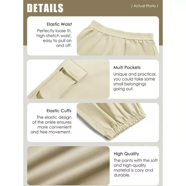 Haloumoning Cargo Pants for Girls Baggy Elastic Waist Cargo Jogger Pants Casual Outdoor Trousers with Pockets 5-14 Years