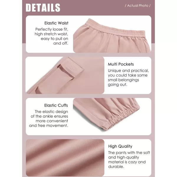 Haloumoning Cargo Pants for Girls Baggy Elastic Waist Cargo Jogger Pants Casual Outdoor Trousers with Pockets 5-14 Years