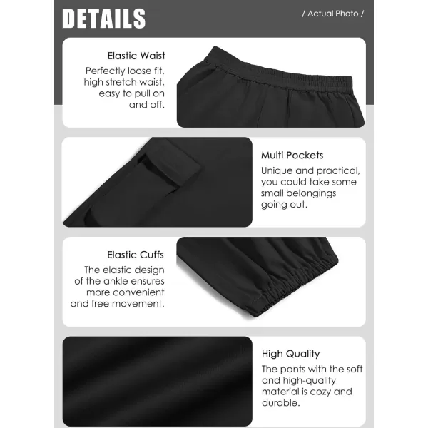 Haloumoning Cargo Pants for Girls Baggy Elastic Waist Cargo Jogger Pants Casual Outdoor Trousers with Pockets 5-14 Years