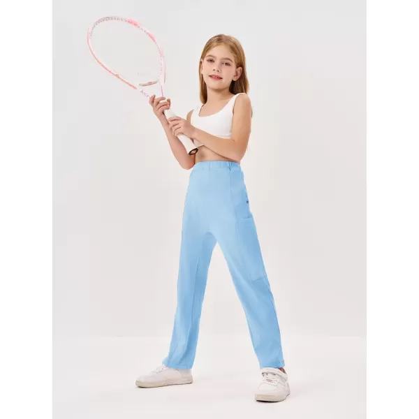 Haloumoning Cargo Pants for Girls Casual Baggy Straight Leg Elastic Waist Jogger Sweatpants 5-14Y