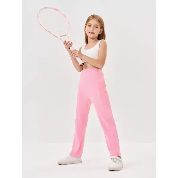 Haloumoning Cargo Pants for Girls Casual Baggy Straight Leg Elastic Waist Jogger Sweatpants 5-14Y