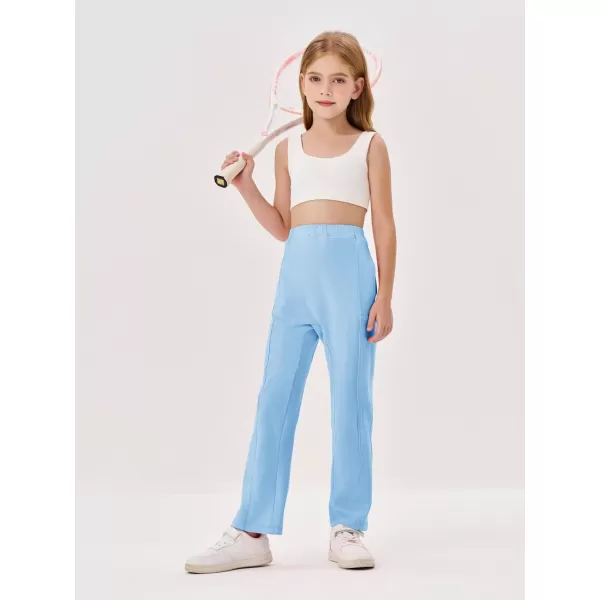 Haloumoning Cargo Pants for Girls Casual Baggy Straight Leg Elastic Waist Jogger Sweatpants 5-14Y