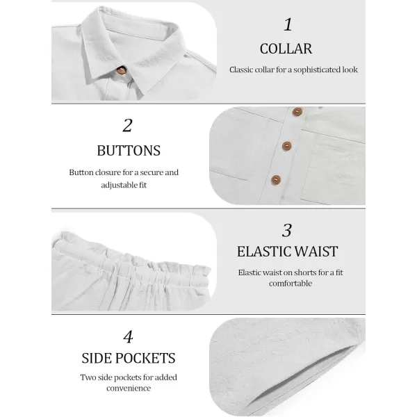 Haloumoning Girls 2 Piece Outfits Short Sleeve Button Down Shirts and High Waist Short Sets 5-14 Years