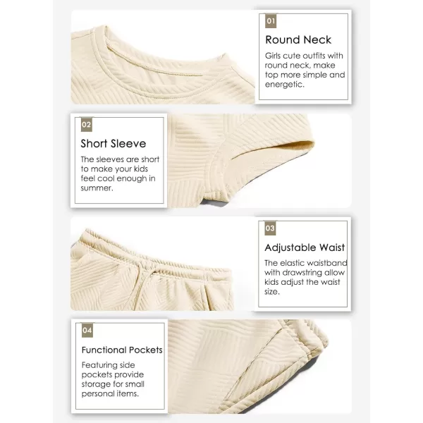 Haloumoning Girls 2 Piece Outfits Short Sleeve T Shirt and Drawstring Shorts Summer Clothing Sets