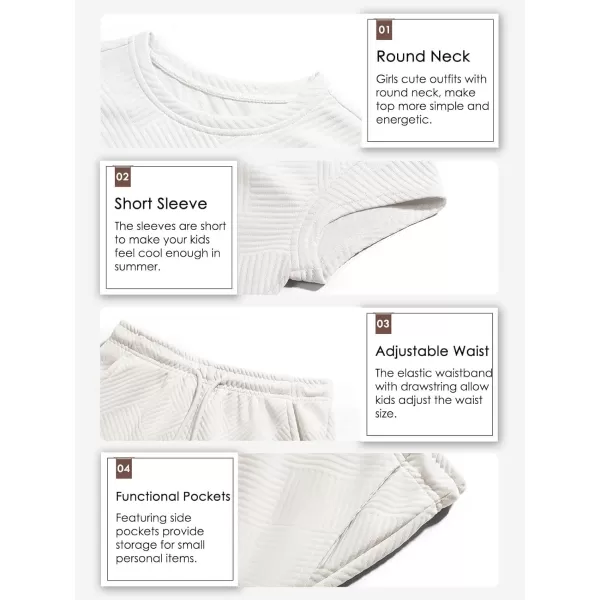Haloumoning Girls 2 Piece Outfits Short Sleeve T Shirt and Drawstring Shorts Summer Clothing Sets