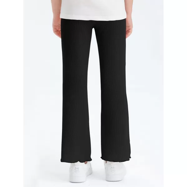Haloumoning Girls Bell Bottom Stretchy Knit Pants Summer Flare Ribbed Bootcut Leggings 5-14 Years