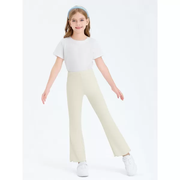 Haloumoning Girls Bell Bottom Stretchy Knit Pants Summer Flare Ribbed Bootcut Leggings 5-14 Years