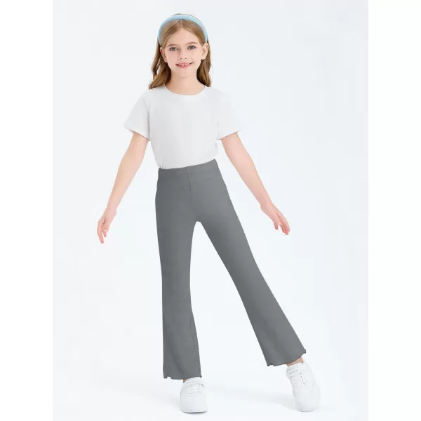 Haloumoning Girls Bell Bottom Stretchy Knit Pants Summer Flare Ribbed Bootcut Leggings 5-14 Years